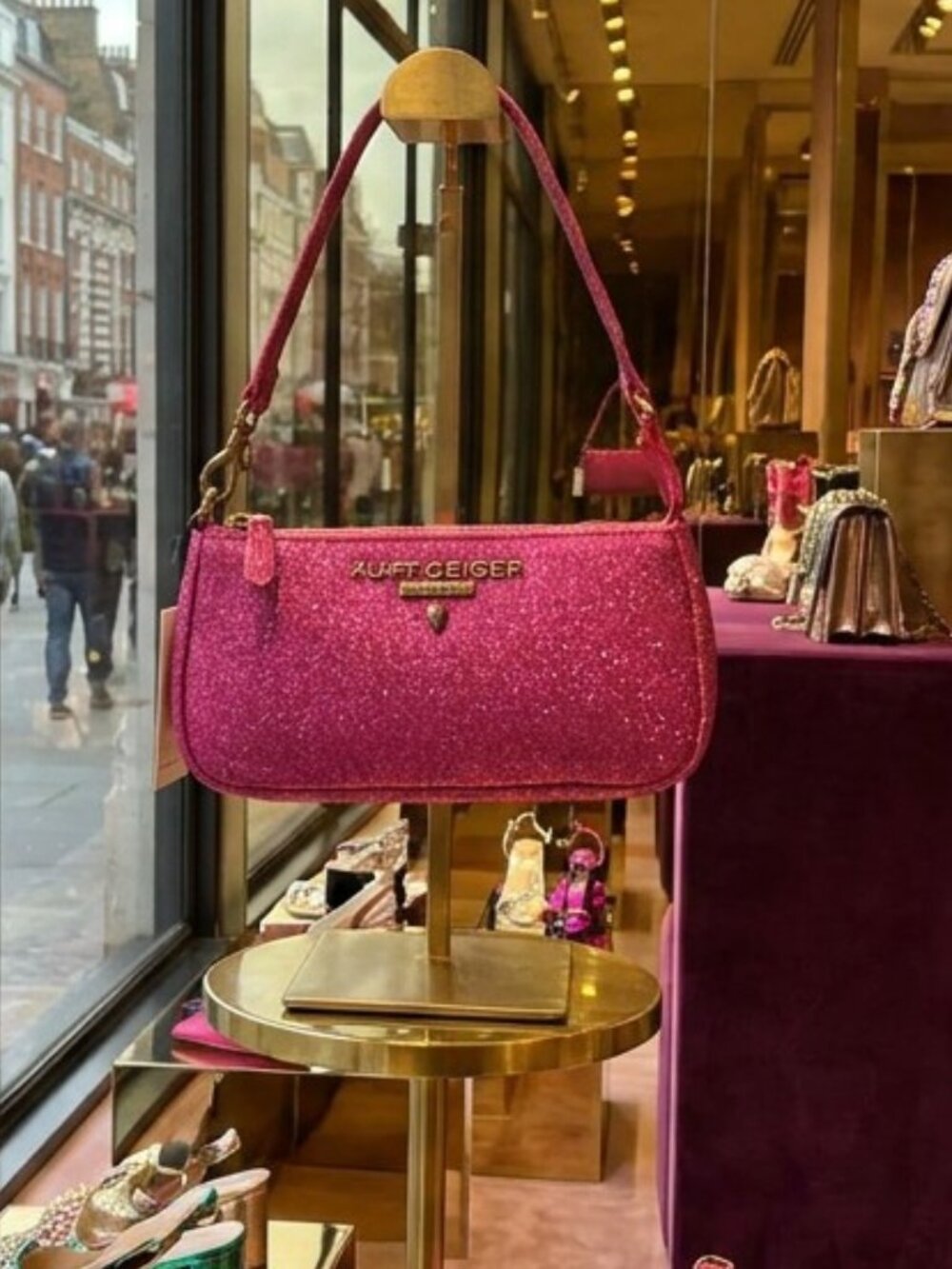 Kurt Geiger Metallic Pink Highgate Small Wristlet Shoulder Bag NWT